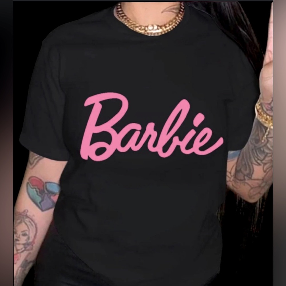 BARBIE T-Shirt Black with Pink Logo Size L